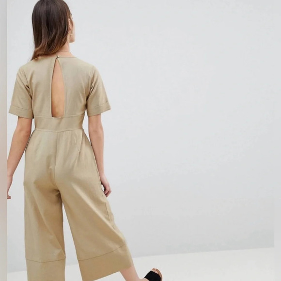 ASOS DESIGN Cotton Tea Jumpsuit With Horn Button Detail Size 4 LNC - Picture 6 of 6